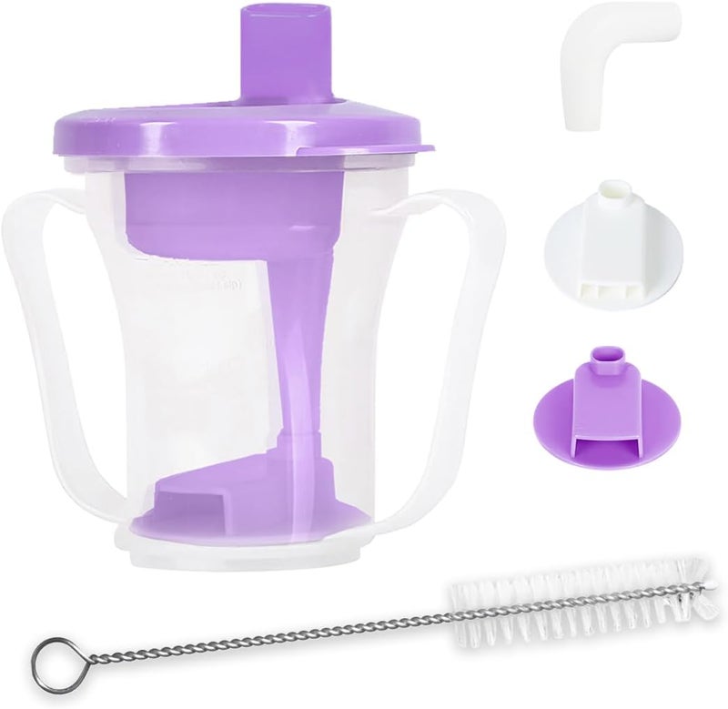 EZSLINGGLIDE Dysphagia Regulating Drinking Cup – Spill-Proof Adaptive Cup for Adults with Swallowing Difficulties, Elderly, Parkinson’s & Dementia Patients (Purple-Pack of 1 Count) - Image 1